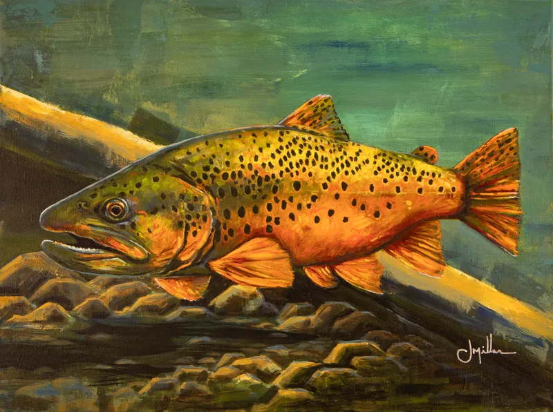 Brown Trout - Elusive Gold, painting by Jeff Miller