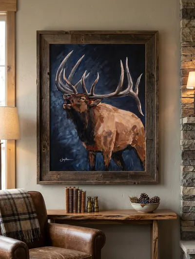 Dramatic Bull Elk Bugle, detail view 4