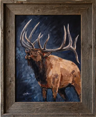 Dramatic Bull Elk Bugle, detail view 3