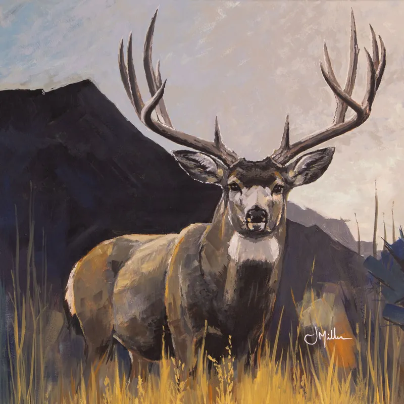 Mule Deer Buck, painting by Jeff Miller